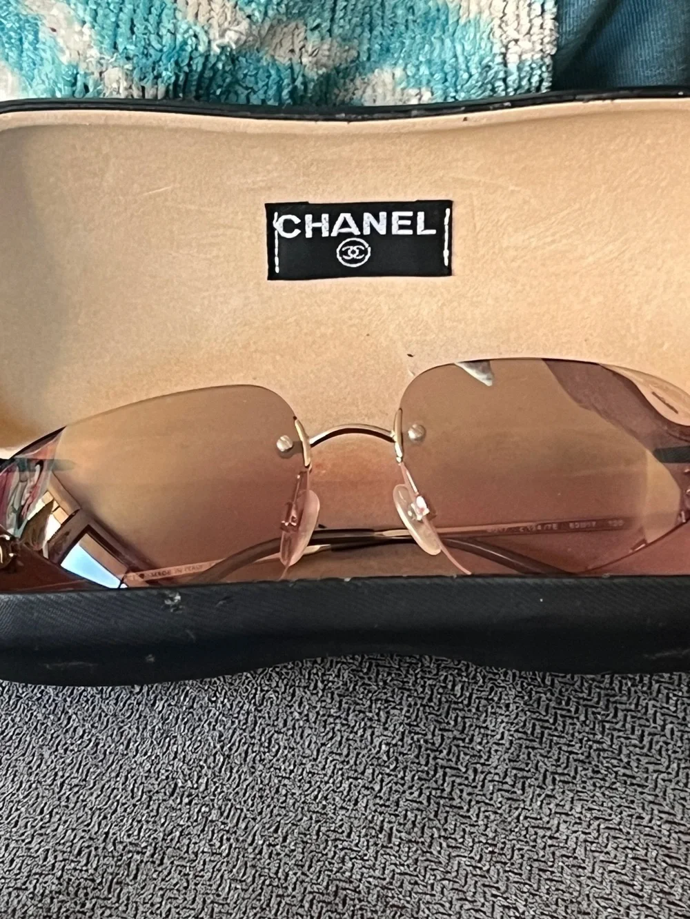 Vintage Chanel 4017 Rimless Pink Gradient Sunglasses C.124/7E Y2K CC Logo + Case